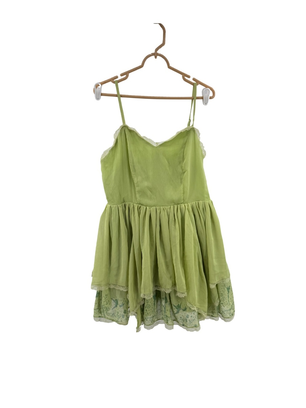 Disney Tinkerbell Lime Green Lace-Up back Spaghetti Strap XL Dress vacation NWOT